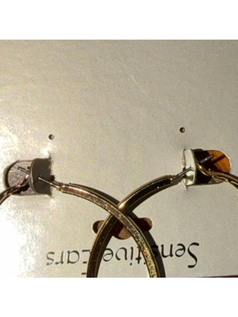 Brushed Gold Tone Hood Earrings-1.75 in Hoops-Sensitive Ears-Hypoallergenic-New - Picture 3 of 5